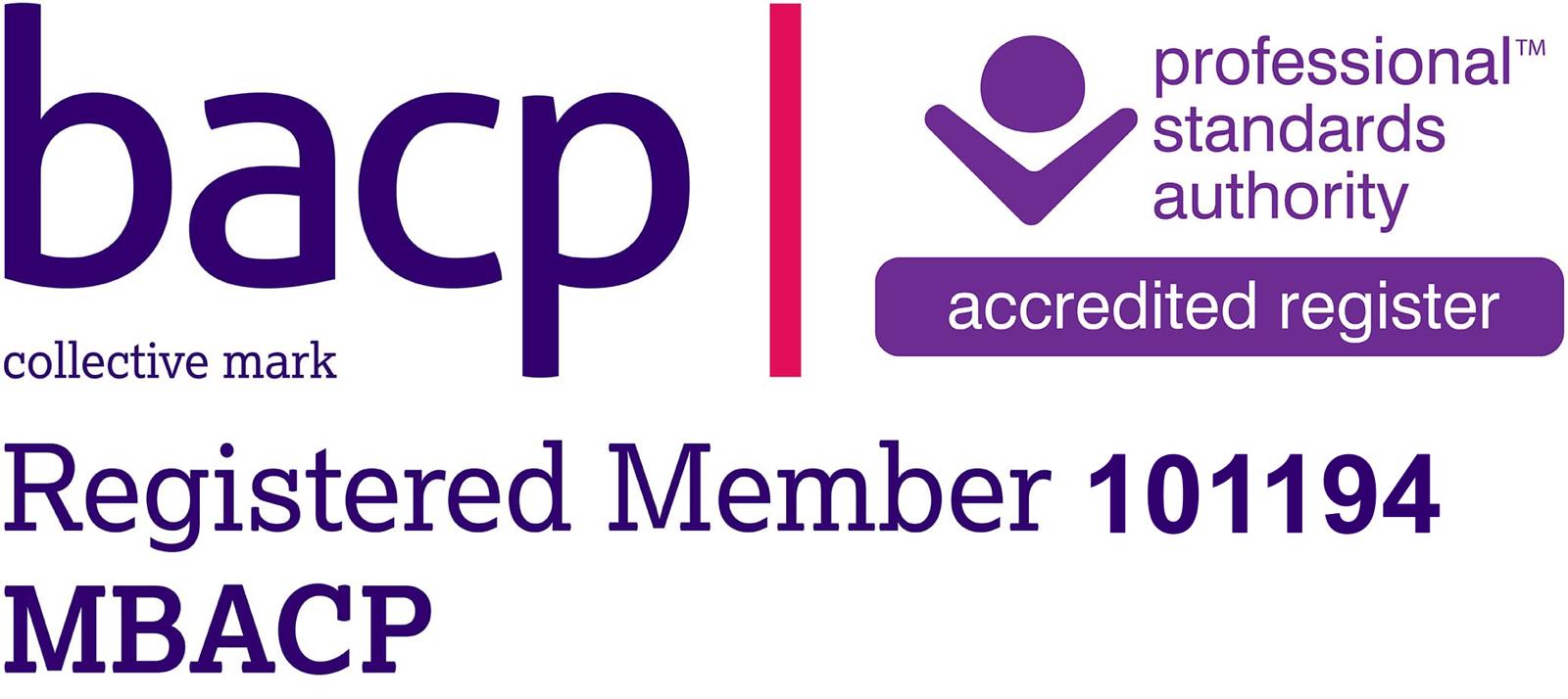 BACP Registered Member 101194 MBACP — Professional Standards Authority accredited register